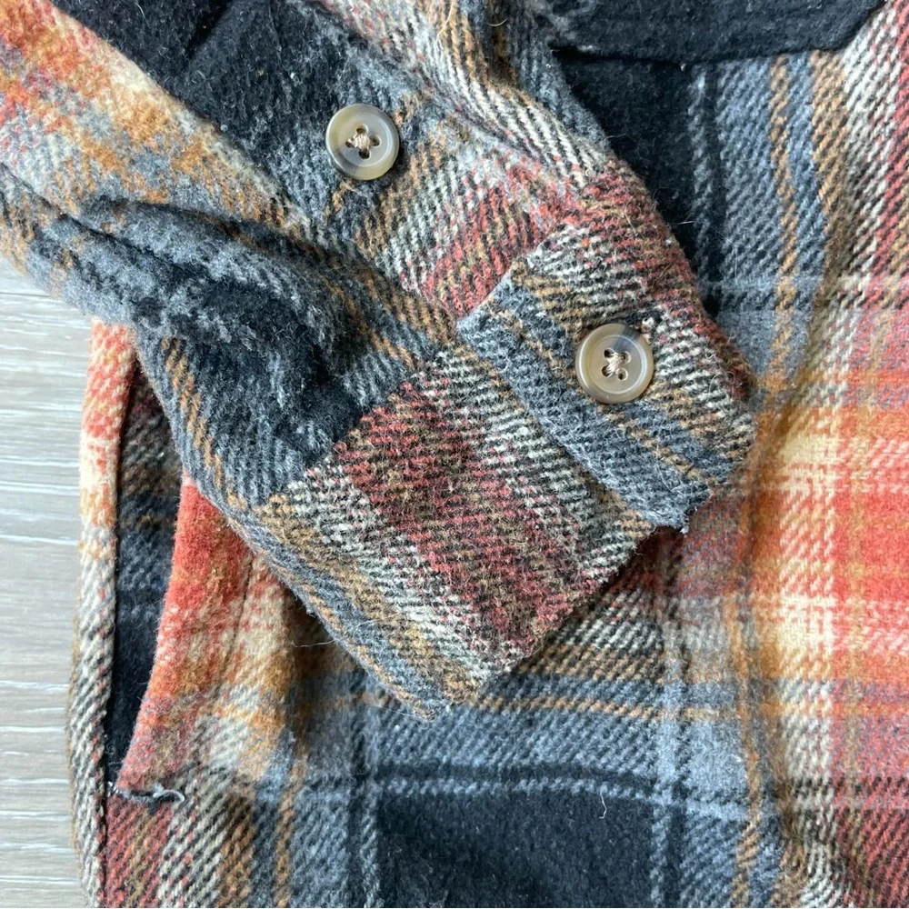 Brooklyn Cloth Kids Flannel Plaid Shirt Jacket Size 4T Orange Gray Black Fall